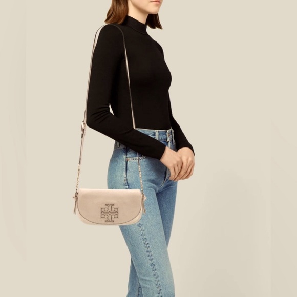 TORY BURCH "HARPER" PINK SHELL LEATHER CROSSBODY BAG 🌟EUC🌟 - Picture 3 of 17